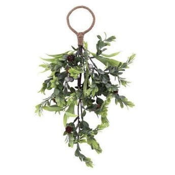 Chic Antique Fleur Branch with cones, berries, and greenery for seasonal decoration, featuring a natural, festive swag design.