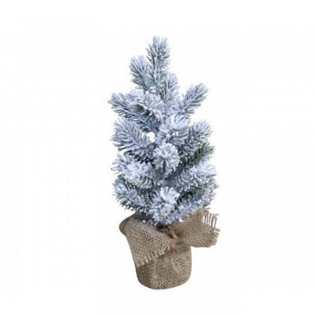 Chic Antique Fleur Fir Tree with snow, seasonal decoration featuring a small snow-dusted fir tree with delicate branches.