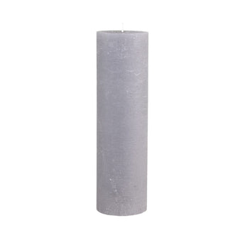 Rustic French Grey Pillar Candle from Chic Antique, 210-hour burn time, tall and elegant with a textured surface.