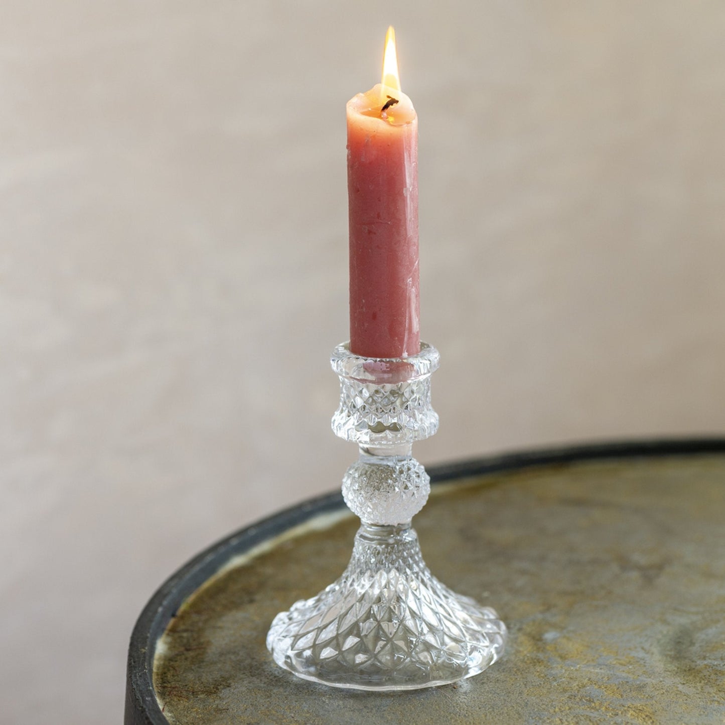 Glass Candle Holder Harlequin Clear - Bumble Living
