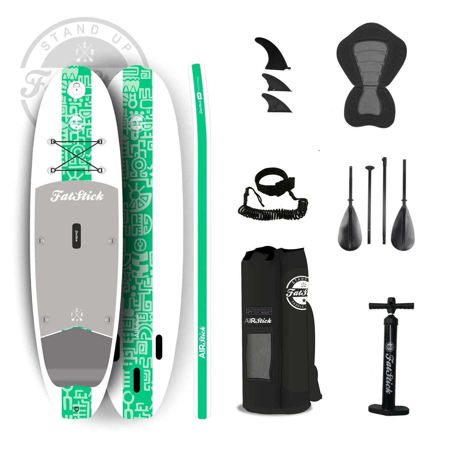 Green Airstick 10'6 Inflatable Stand Up Paddle Board - SUP Starter Full Package - Bumble Living