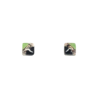 Green and black bubble stud earrings by Bumble Living featuring medium-sized round earrings with a glossy finish.