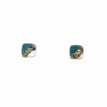 Turquoise and white bubble medium stud earrings from Bumble Living featuring green and white spherical design.