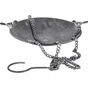 Hanging bird feeder tray by Grand Illusions with a circular mesh design for attracting small birds outdoors.