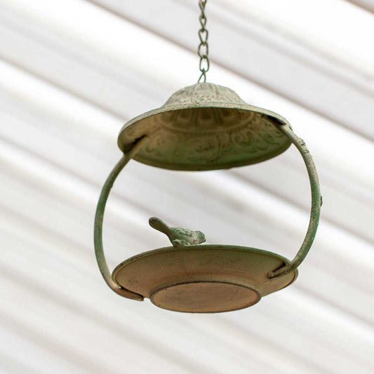 Hanging Metal Bird Feeder Antique Green - Bumble Living