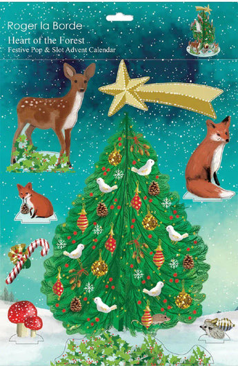 Heart of the Forest AC Large Pop & Slot Advent Calendar by Roger La Borde featuring festive woodland design and numbered doors.