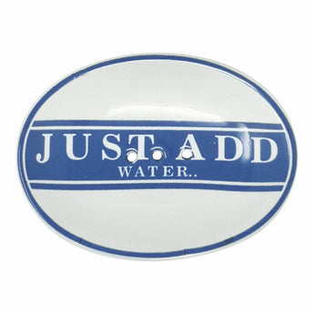 Casa Verde Just Add Water ceramic soap dish with a sleek, white design and smooth finish for bathroom or kitchen use.