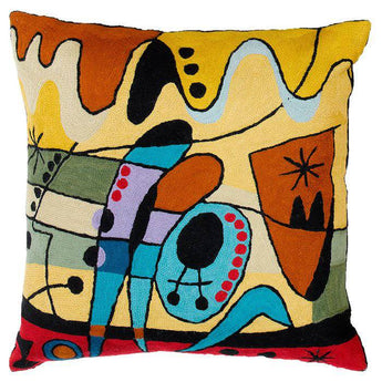 Decoish Kandinsky Carnival Red 18-inch cushion with vibrant red fabric and artistic design, perfect for modern home decor.