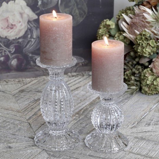Large Glass Candlestick for Pillar Candles - Bumble Living