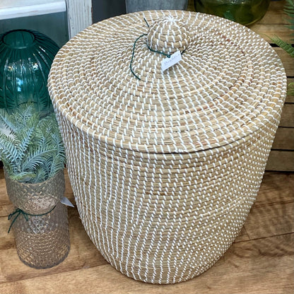 Large Seagrass Wicker Basket with Lid - Bumble Living