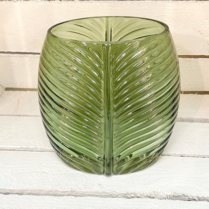 Leaf Glass Vase Green Small - Bumble Living