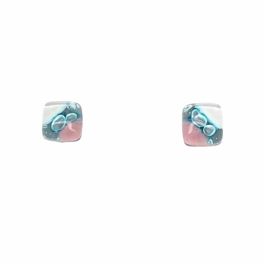 Light Blue and Pink Bubble Glass Earrings - Bumble Living