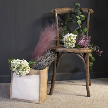Large lilac faux pampas grass stem from Hills Interiors, artificial flowers with soft purple feathery plumes.