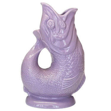 Mini lilac Gluggle Jug by The Gluggle Jug Factory showing its classic design and glossy finish.