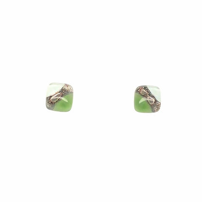 Lime Green & White Bubble Stud Earrings - Bumble Living