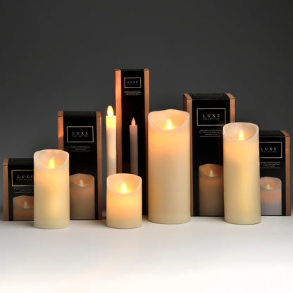Luxe Collection 3 x 8 Cream Flickering Flame LED Wax Candle - Bumble Living