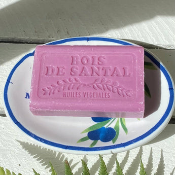 Marseilles Soap Santal by Grand Illusions, 125g, featuring a rectangular bar with a creamy, beige appearance and Santal fragrance.