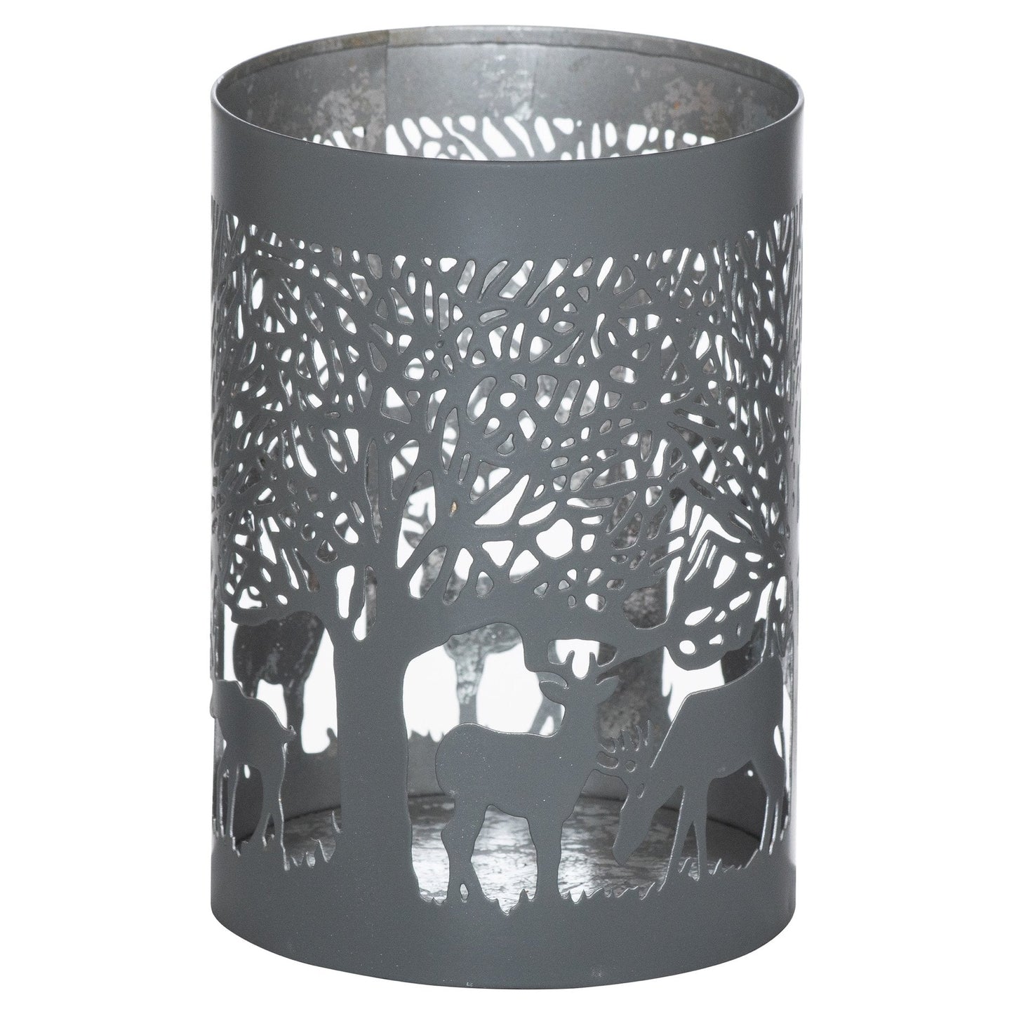 Medium Silver and Grey Glowray Stag In Forest Lantern - Bumble Living