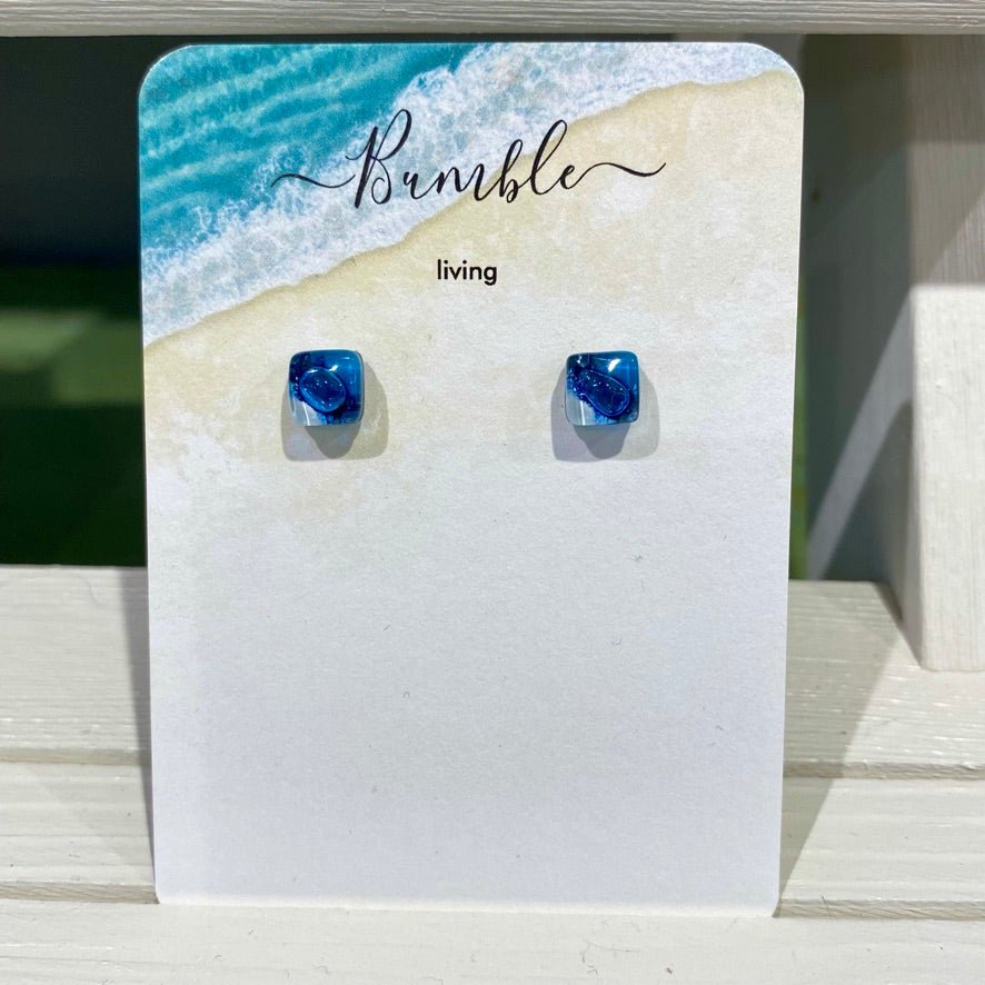Mixed Blue Bubble Glass Earrings - Bumble Living