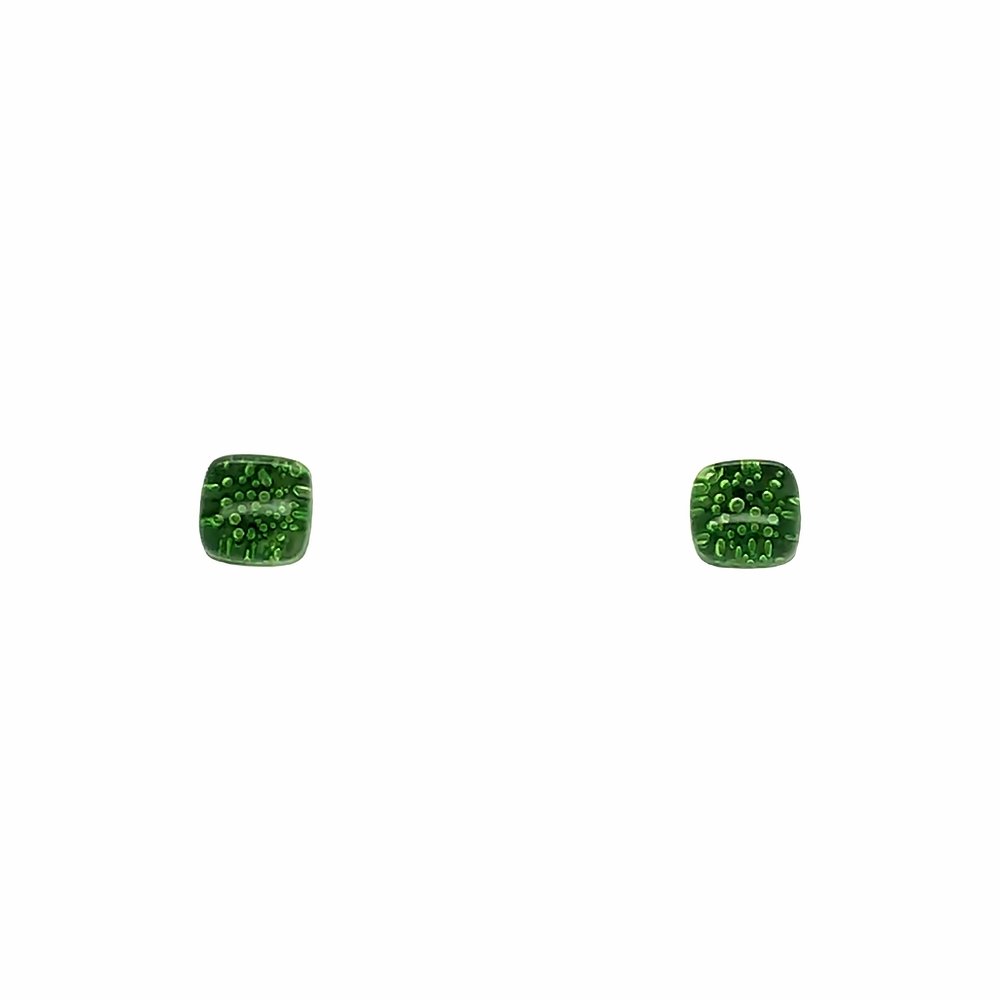 Moss Green Bubble Glass Small Earrings - Bumble Living