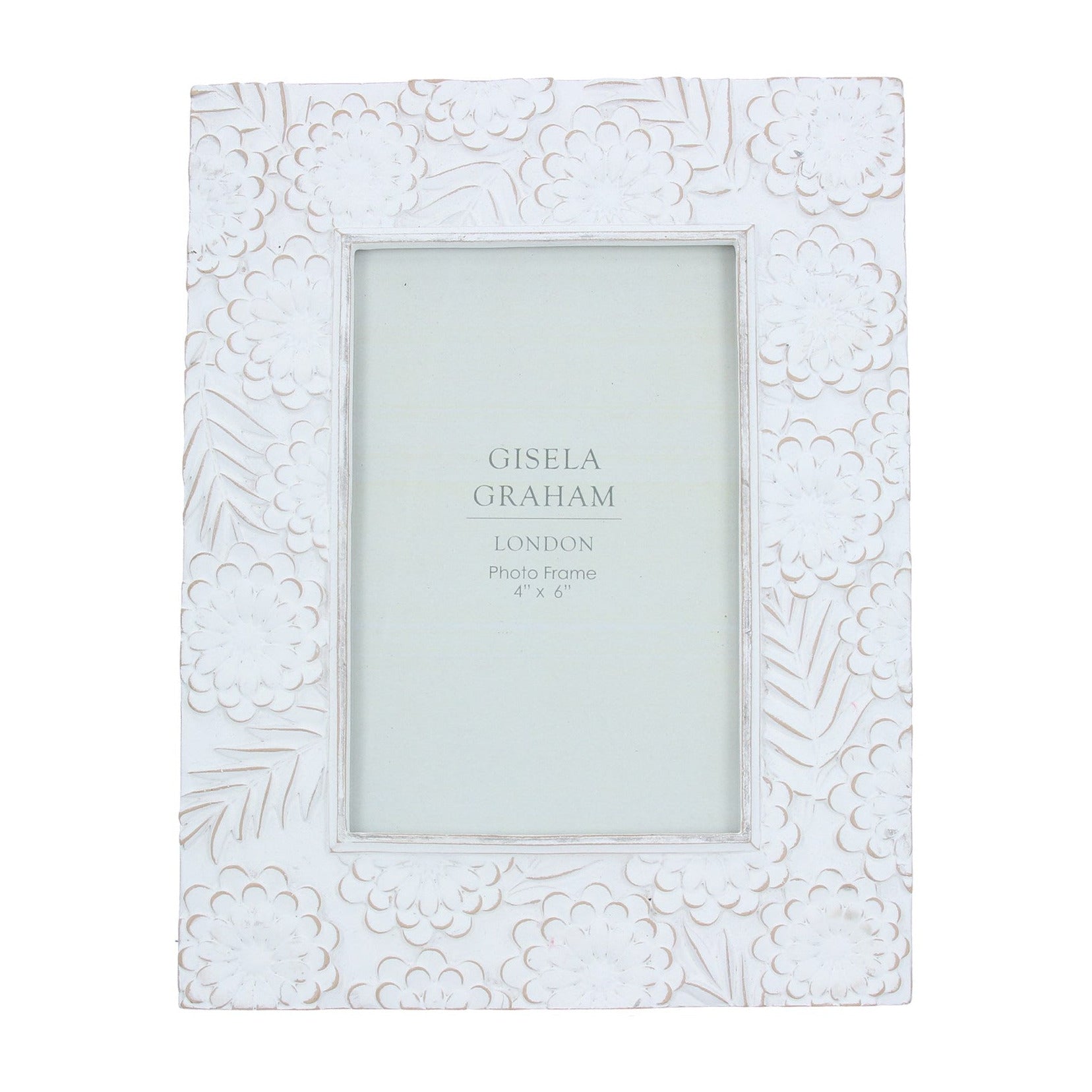 Natural Floral Resin White Photo Frame 4x6 - Bumble Living