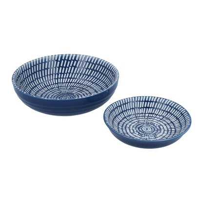 Navy Dash Ceramic Trinket Dish Set Of 2 - Bumble Living