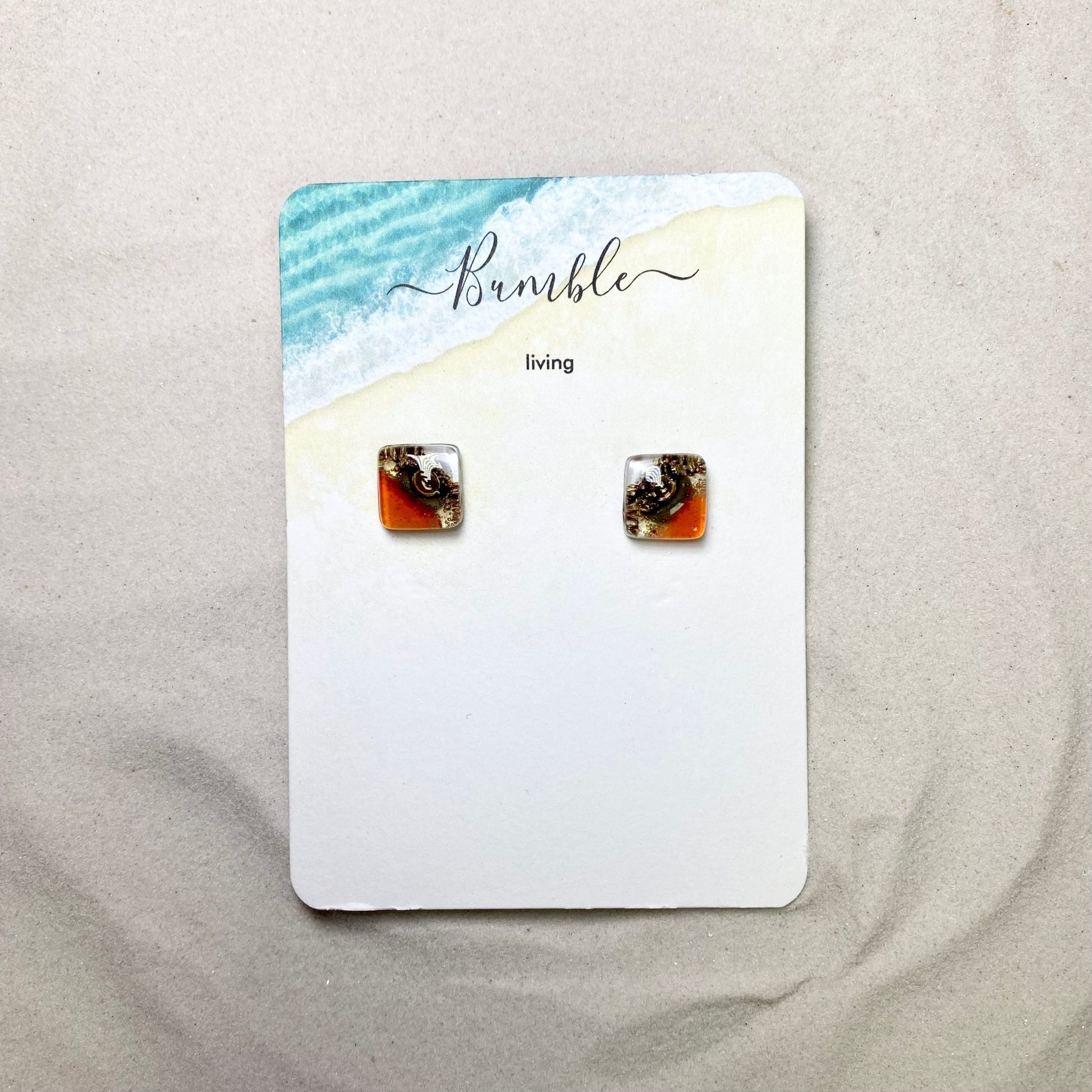 Orange & Sand Bubble Large Stud Earrings - Bumble Living