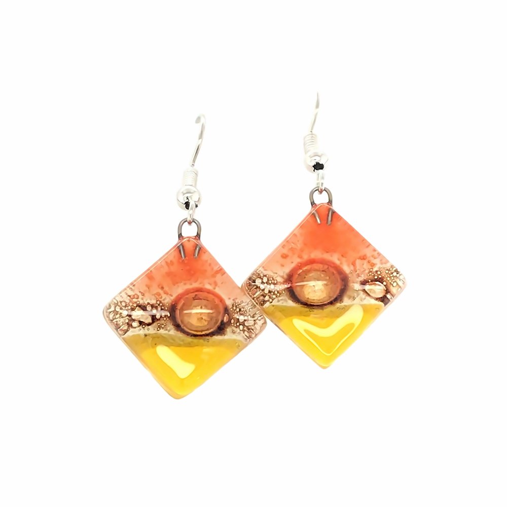 Orange & Yellow Bubble Diamond Shape Earrings - Bumble Living