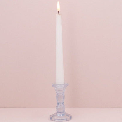 Pastel Blue Glass Candlestick 10cm - Bumble Living