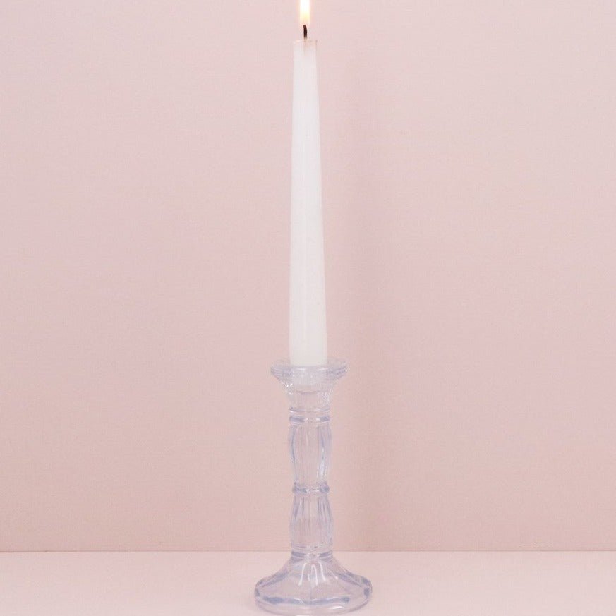 Pastel Blue Glass Candlestick 15cm - Bumble Living