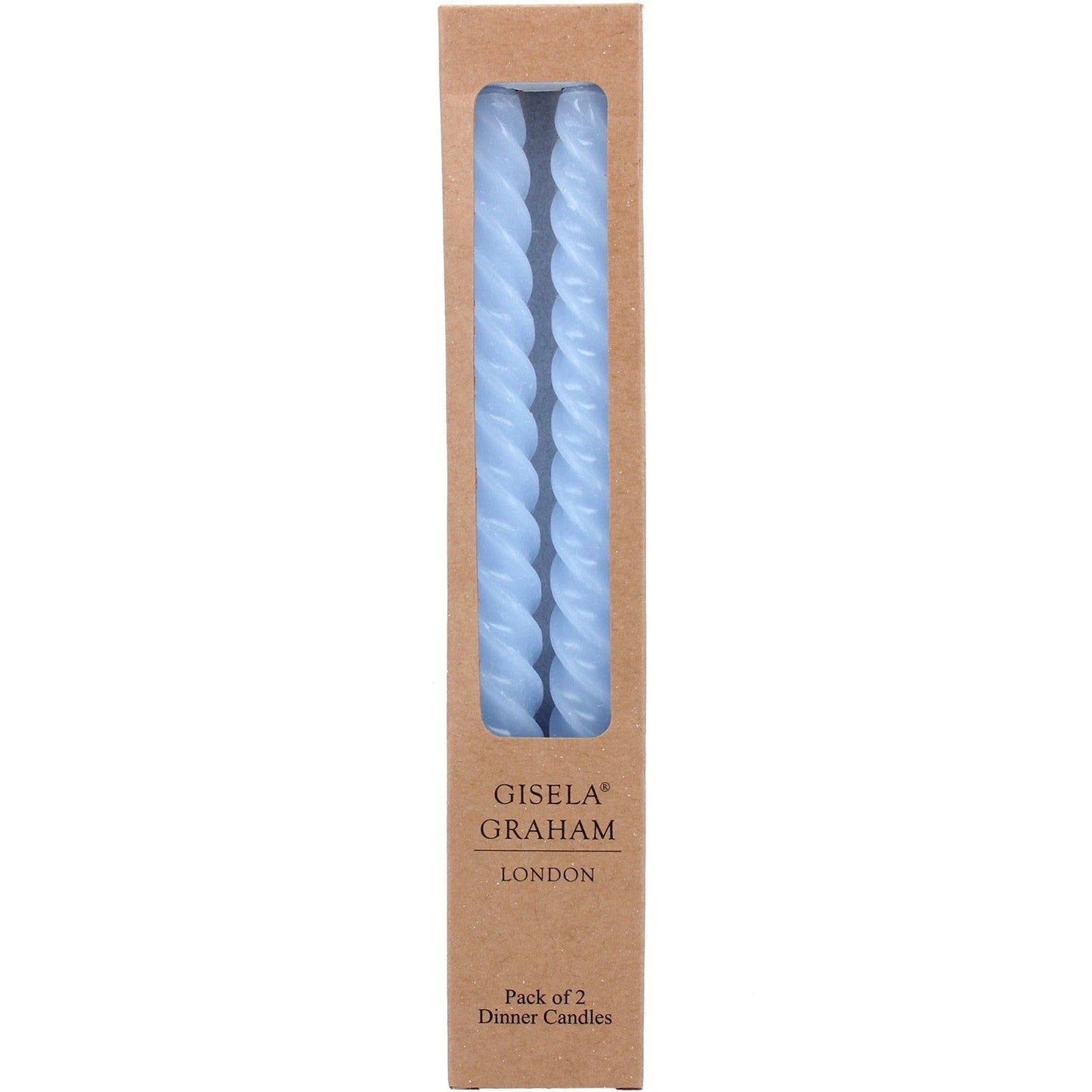 Pastel Blue Twist Taper Candle 25cm Box Of 2 - Bumble Living