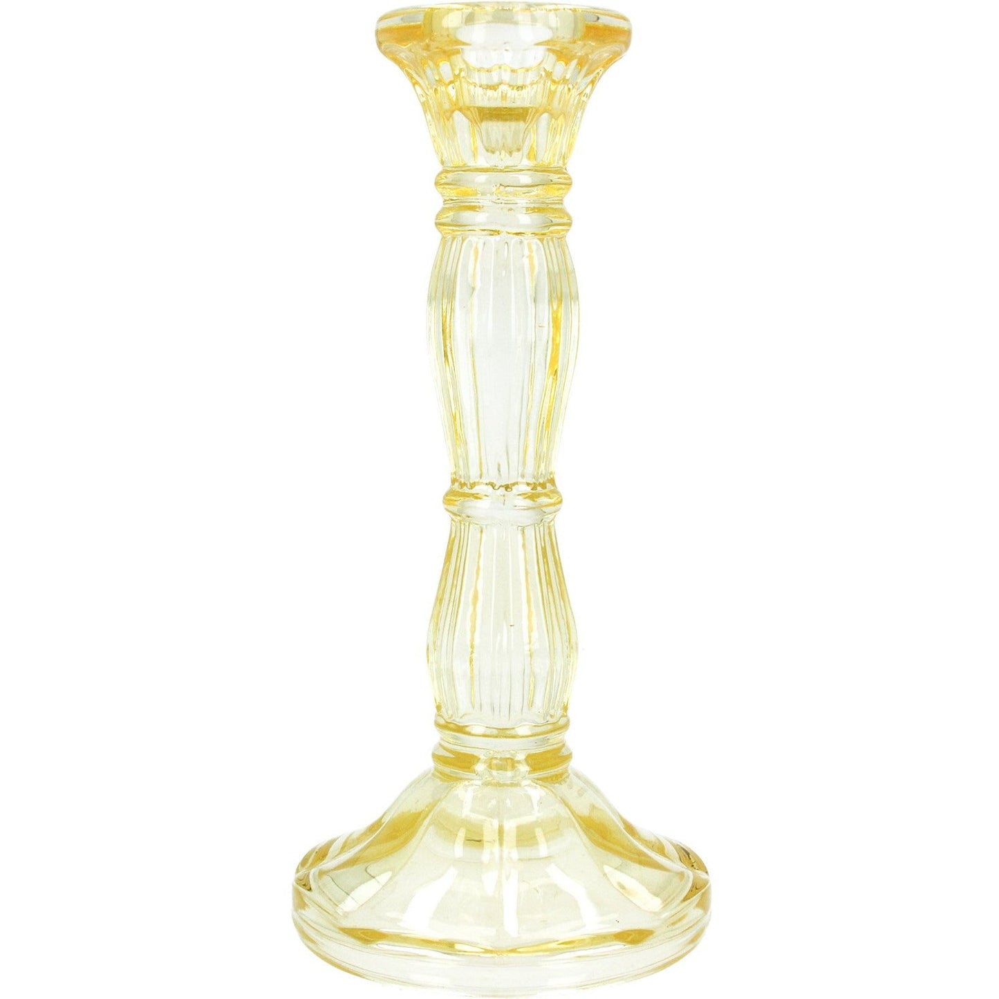 Pastel Yellow Glass Candlestick 15cm - Bumble Living