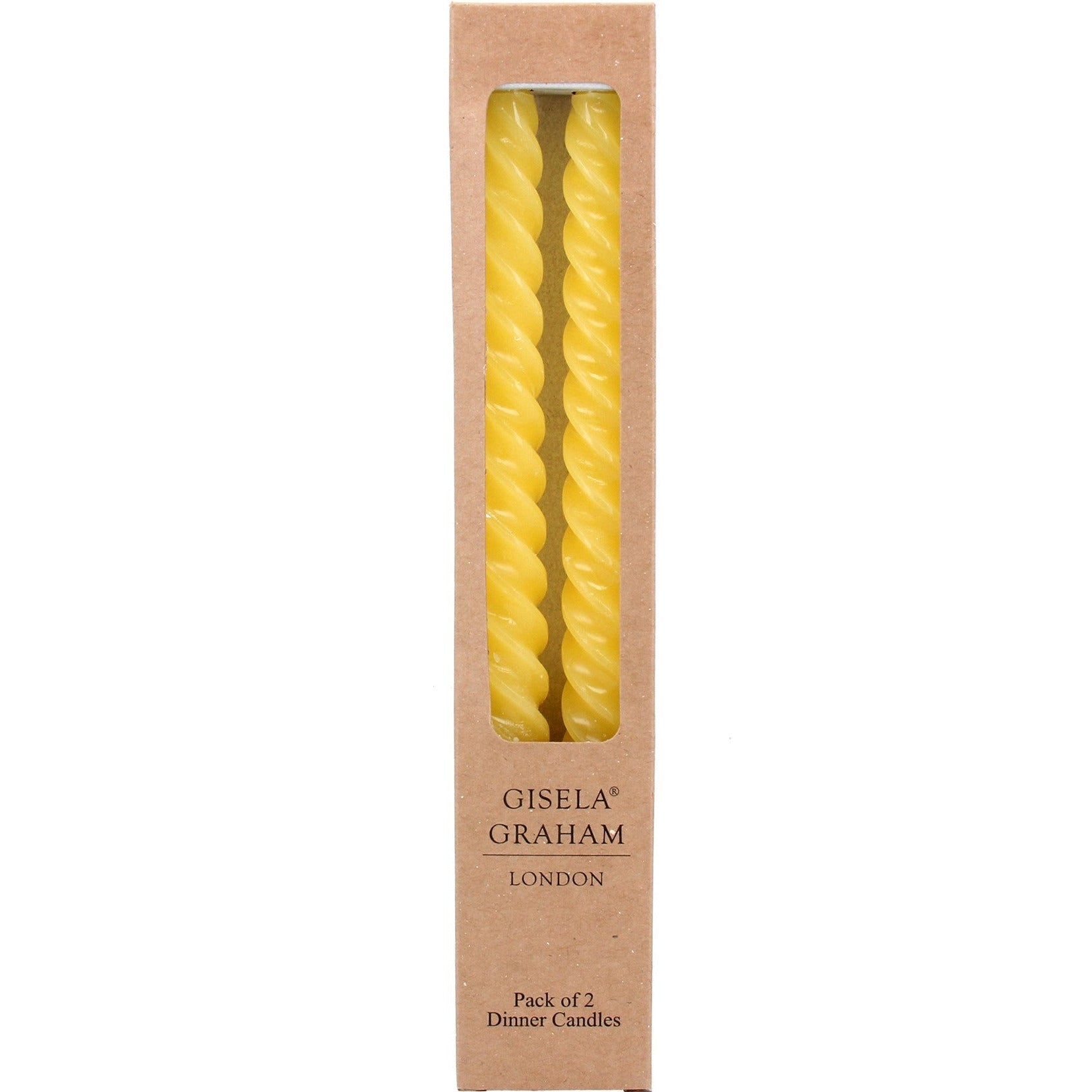 Pastel Yellow Twist Taper Candle 25cm Box Of 2 - Bumble Living