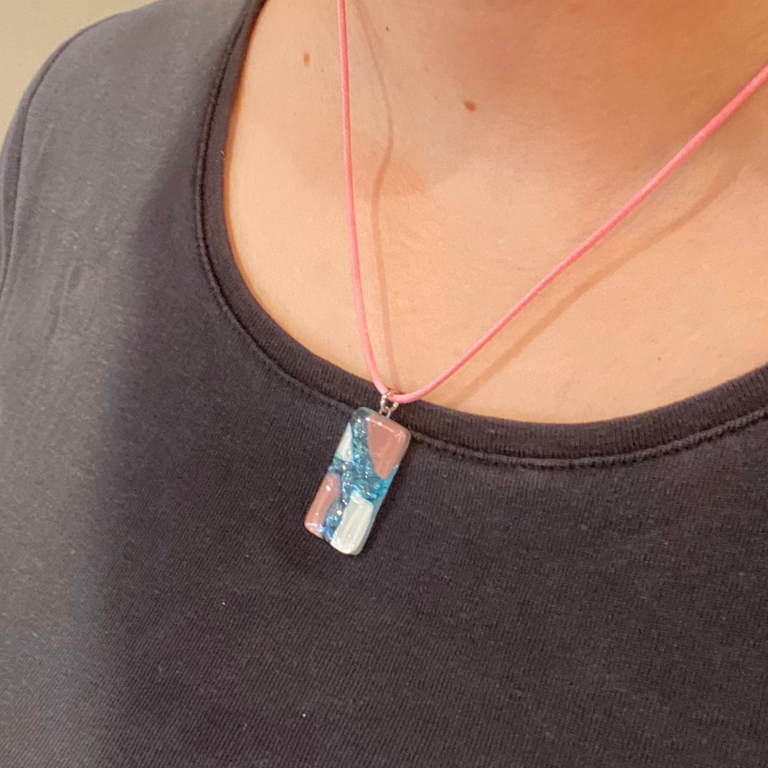 Pink and Blue Bubble Glass Rectangle Pendant - Bumble Living