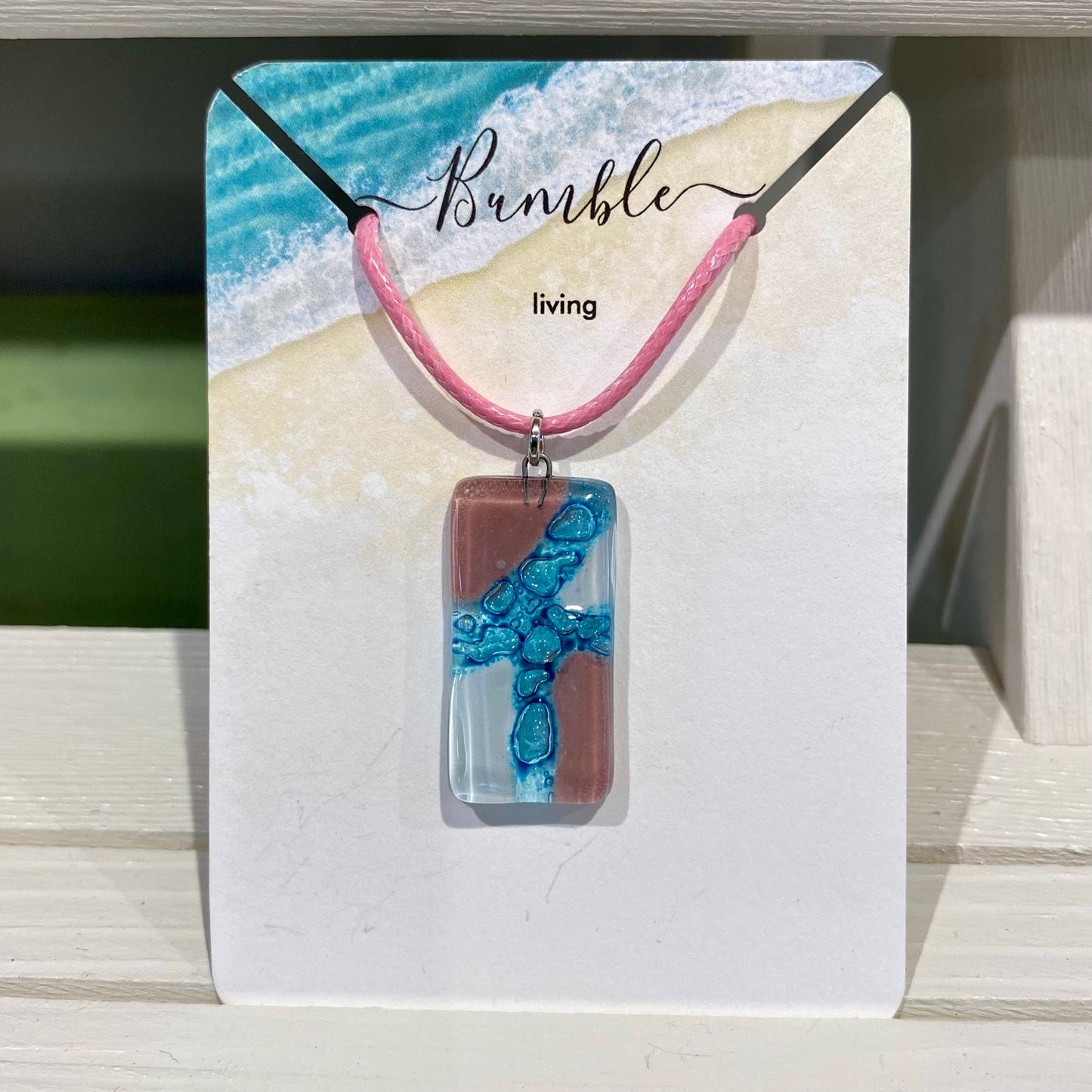 Pink and Blue Bubble Glass Rectangle Pendant - Bumble Living