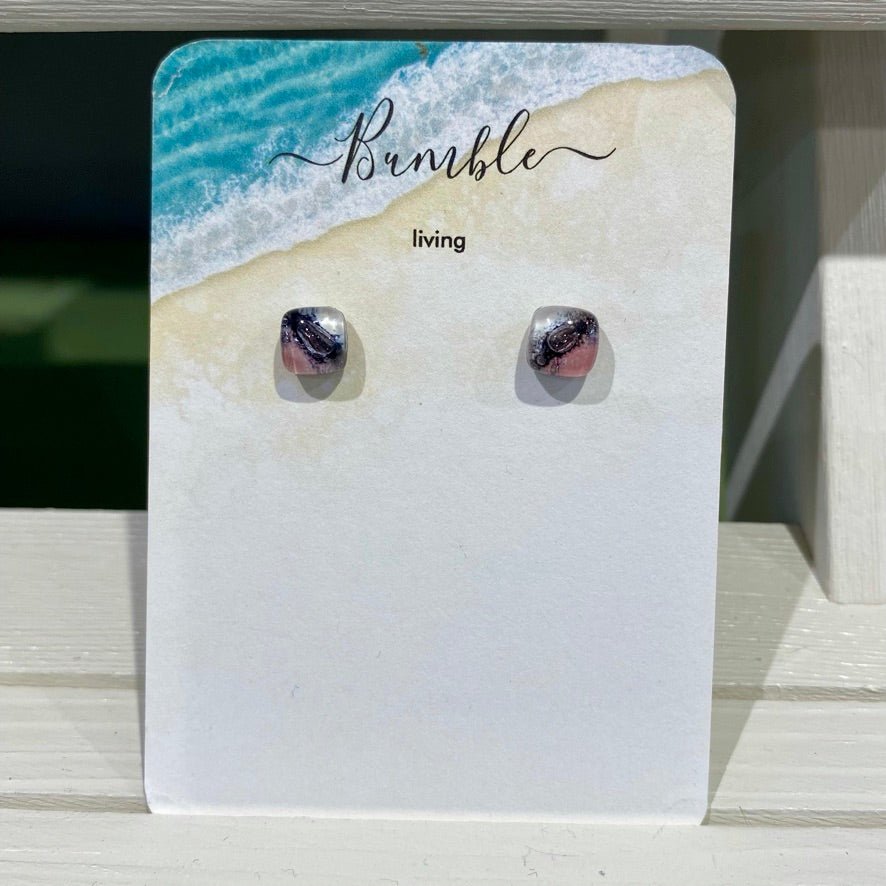 Pink and Silver Bubble Glass Earrings - Bumble Living