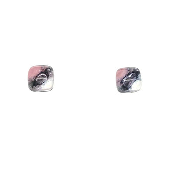 Pink and silver bubble glass earrings featuring a medium size, designed by Bumble Living, showcasing a stylish and elegant jewelry piece.
