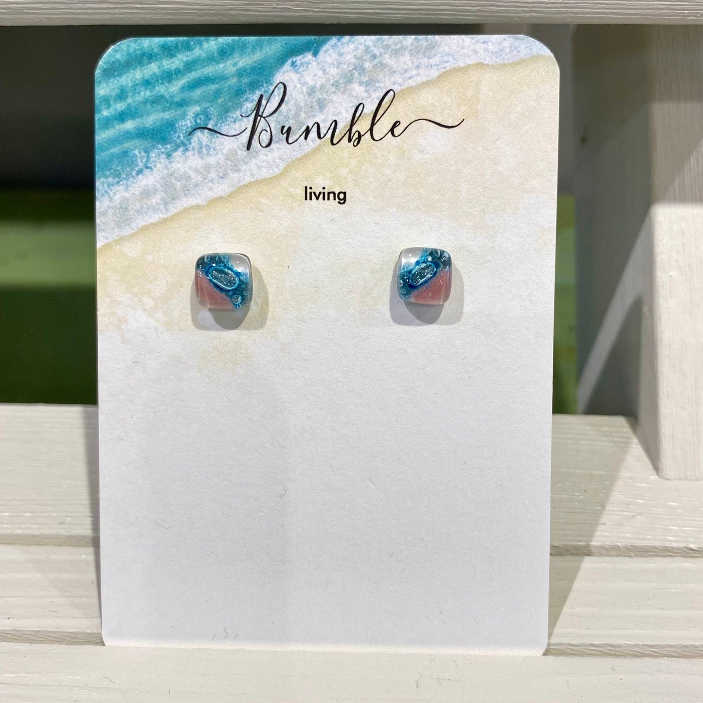 Pink and Teal Bubble Glass Earrings - Bumble Living