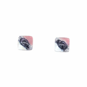 Pink and white large bubble stud earrings by Bumble Living, featuring a playful, round design perfect for everyday wear.