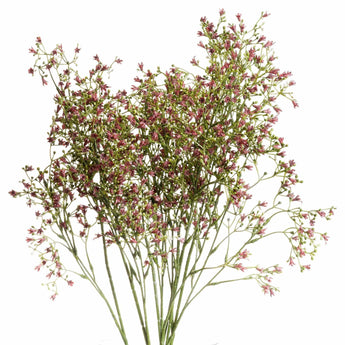 Small purple wildflower spray from Hills Interiors, realistic artificial flower stem with vibrant purple blooms and green foliage.