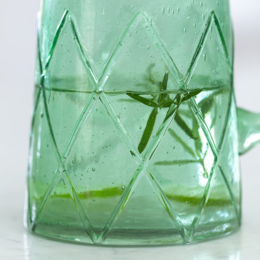 Recycled Bubble Glass Jug Sea Green - Bumble Living