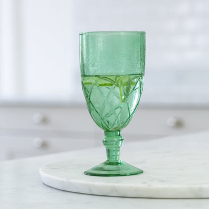 Recycled Bubble Wine Glass Sea Green - Bumble Living
