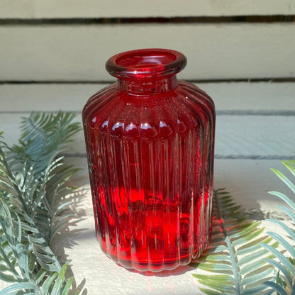 Red Vertical Pattern Bottle Vase - Bumble Living