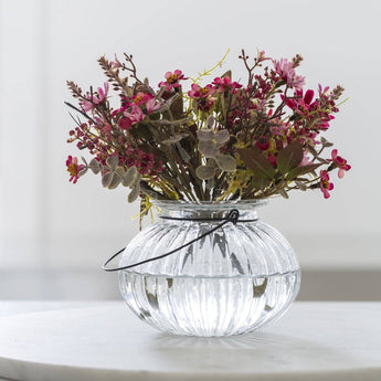 Ribbed hanging lantern by Grand Illusions, decorative lantern with textured ribbed glass design for ambient lighting.