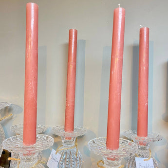 Dusky pink rustic dinner candle by Grand Illusions, 23x270mm, with a textured, natural wax finish for elegant table settings.