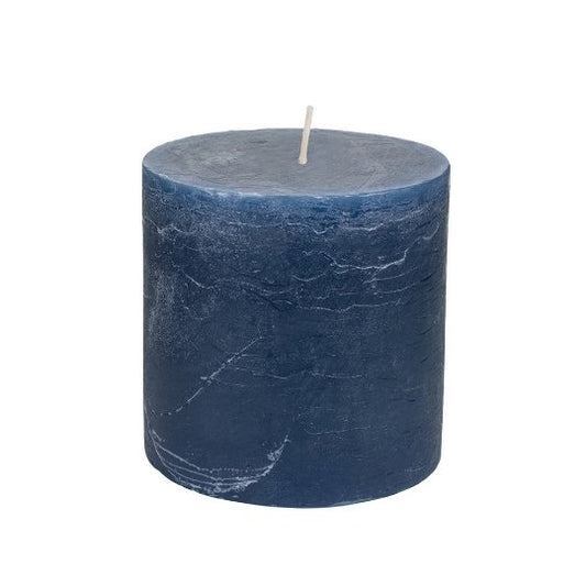 Rustic Pillar Candle Inky Blue 100x100mm - Bumble Living