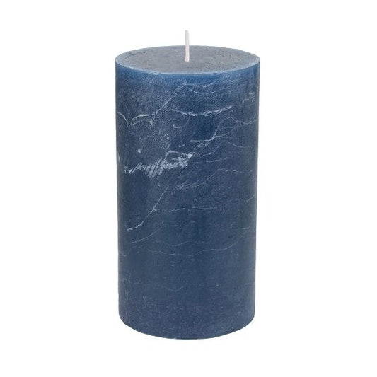 Rustic Pillar Candle Inky Blue 70x130mm - Bumble Living