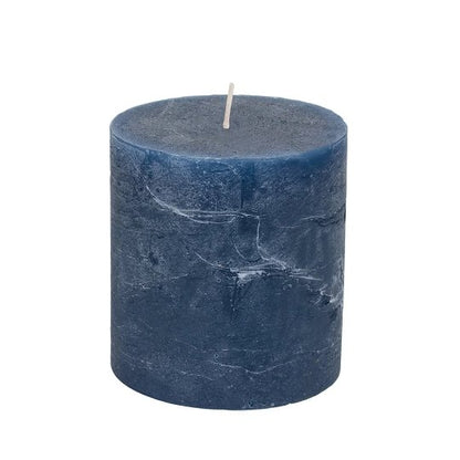 Rustic Pillar Candle Inky Blue 70x75mm - Bumble Living