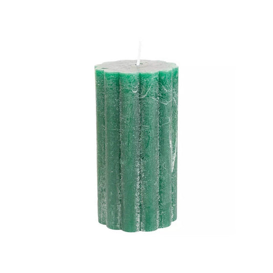 Rustic Scalloped Pillar Candle Emerald 70x130mm - Bumble Living