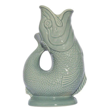 Large Sage Original Gluggle Jug by The Gluggle Jug Factory, showcasing its classic ceramic design and distinctive spout.